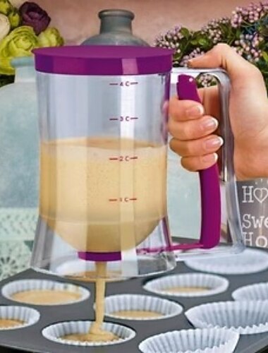  Dispenser per pastella, cupcakes, frittelle, torta di biscotti, cialde, distributore di pastella, separatore di biscotti con etichetta di misurazione, facile da versare, forniture da forno per piastra