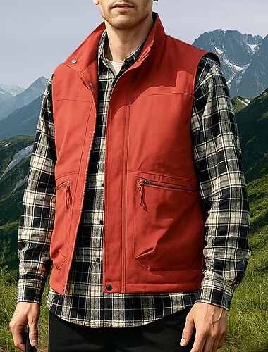  בגדי ריקוד גברים דיג דיג אפוד מטען חורף סתיו בָּחוּץ עמיד למים עמיד רב פונקציה וסט ציד דיג טיפוס שחור ירוק צבא כתום חאקי