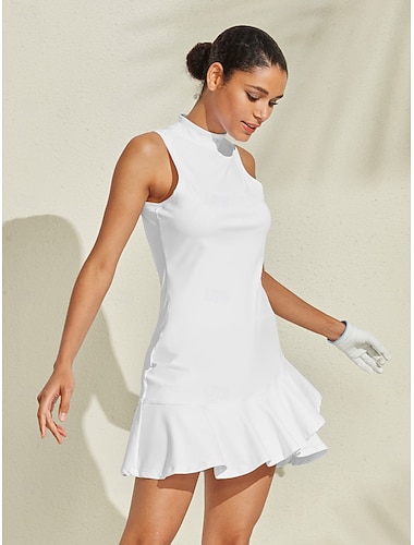  Damen Golfkleid Weiß Ärmellos Kleid Damen-Golfkleidung, Kleidung, Outfits, Kleidung