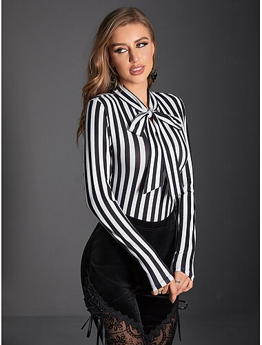  Punk og gotisk Bluse / Skjorte Bille juice Stripet Kostyme Dame fantasi Halloween Karneval Ytelse Fest Voksne Trøye