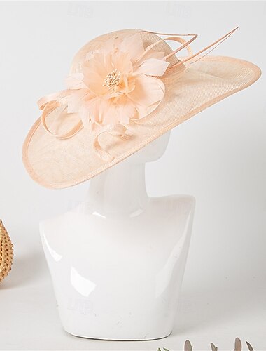  Hatter Sinamay Solhatt Bryllup Ferie Te Fest Hesteløp cocktail Elegant Årgang Solbeskyttelse Med Blomster Hodeplagg Hodeplagg