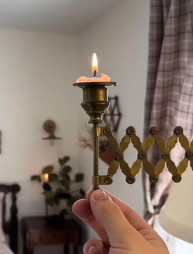  kihúzható kúpos gyertyatartó, vintage fali gyertyatartó, antik sárgaréz gyertyatartó fém gyertyatartó harmonika falikarok, antik francia harmonika falikarok nappaliba