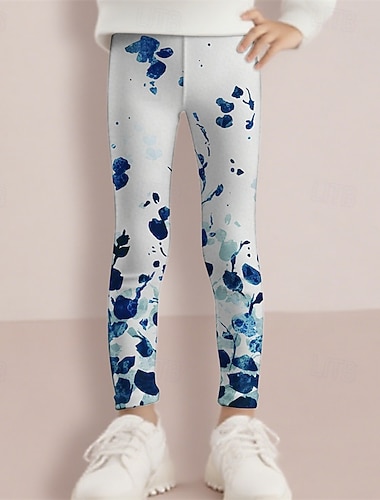  Flickor 3D Blommig Byxor Damasker Vår Höst söt stil Grundläggande Barn 4-12 år Utomhus Ledigt Dagligen Normal