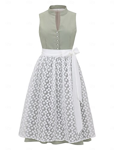  Oktoberfest Klänningar Dirndl Trachtenkleader Hembiträde Bavarian Tyska Ängar Dam Traditionell stil tyg Klänning Förkläde Utan blus