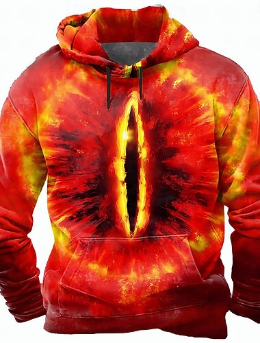  Halloween Per uomo 3D Occhi Felpa con Cappuccio Felpa Punk Esagerato Girocollo Club Abbigliamento casual alla moda Rosso Blu Coulisse Autunno Inverno progettista