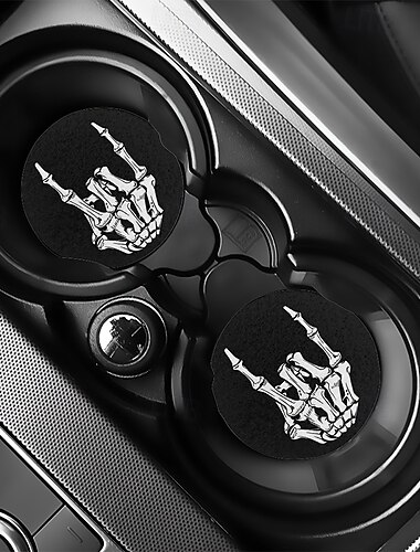  Sottobicchiere assorbente per Halloween con motivo a teschio e dita, 2 pezzi, tappetino portabicchieri assorbente per interni auto e uso domestico