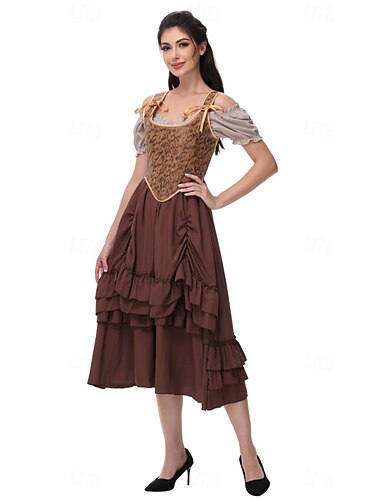  Retro / vintage Medeltida kostymer Renässans Klänningar Korsett Bustier Spetsknuten Blommig Jacquard Maskeradkläder Dam Keltiskt fantasi Halloween Karnival Fest Ledigt / vardag LARP Vuxen Korsett