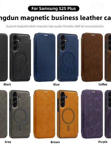  telefone Capinha Para Samsung Galaxy S25 Ultra S24 Plus S23 Ultra Plus S22 Ultra Capa traseira Magnética Slot para cartão Antichoque Retro TPU Couro PU