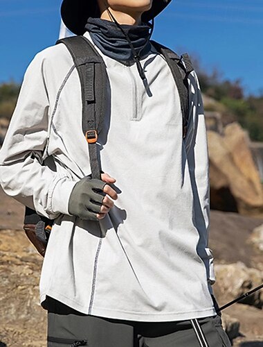  Herren Wanderhemd Wanderspitze Langarm Oberteil Außen UV-Sonnenschutz Schnelltrocknend Atmungsaktiv Frühling Herbst Polyester Schwarz Grün Grau Tennis Golfspiel Laufen
