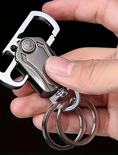  Paquete de 2 llaveros Fidget Spinner 5 en 1: elegante llavero multifuncional de aleación de zinc con cúter, abrebotellas, soporte para teléfono y clip de metal precioso sin revestimiento. Un accesorio