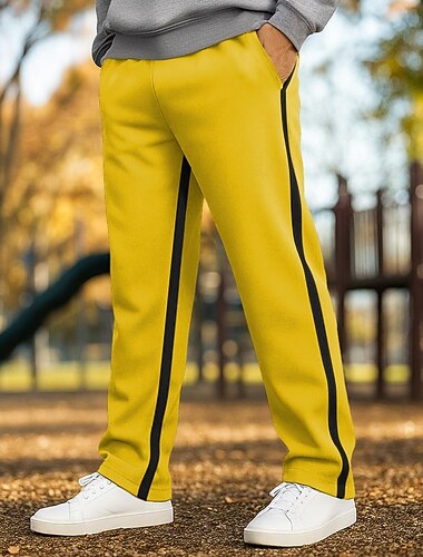  Pánské Tepláky Kalhoty Tepláky s rovnými nohama Elastický pas Straight-Leg Barevné bloky Slátanina Pohodlné Prodyšné Plná délka Venkovní Ležérní Denní prázdniny Sportovní Černá Žlutá Elastické