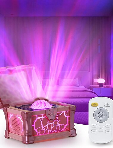  オーロラプロジェクター 7色 宝箱 ナイトライト オーロラライトプロジェクター 8つの効果付き &リモコンで調光可能なギャラクシーライト。寝室の子供やティーン、女性へのプレゼントに最適なアンビエント照明。