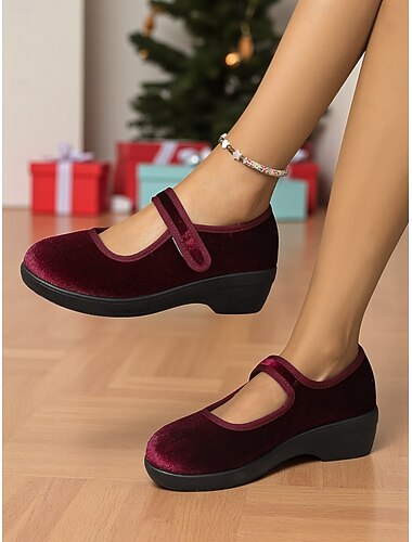  Burgundy Mary Jane-schoenen voor dames – zachte, antislip, casual flats met bandje voor werk, feestjes en vakantie-outfits