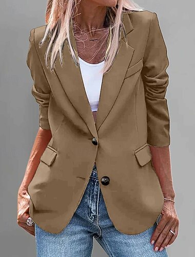  Per donna Blazer Confortevole Tasca Bottoni Moda Semplice Streetwear Ferie Monopetto Regolare Collo ripiegato Vestibilità regolare Manica Lunga Capispalla Nero Vino Blu marino Autunno