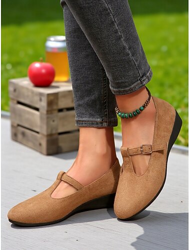  Damen-Mary-Jane-Flats mit T-Riemen – bequeme Schuhe mit Schnalle für lässige Tage, Büro-Outfits und Herbstspaziergänge