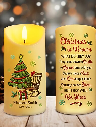  Bougie LED commémorative personnalisée, texte personnalisé, cadeaux de condoléances de Noël pour la perte d'êtres chers, lumière souvenir élégante pour la décoration de la chambre à coucher, affichage hommage