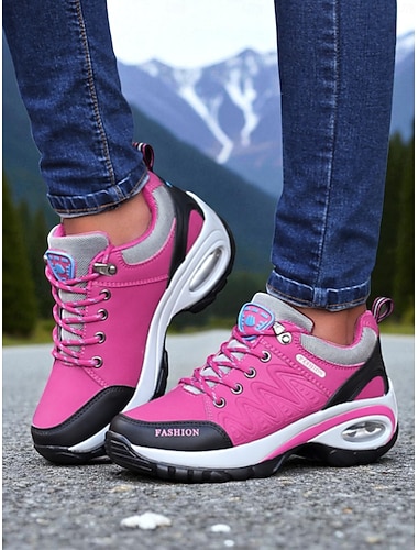  damesko med luftpute – utendørs sportssko med snøring for fotturer og hverdagsbruk