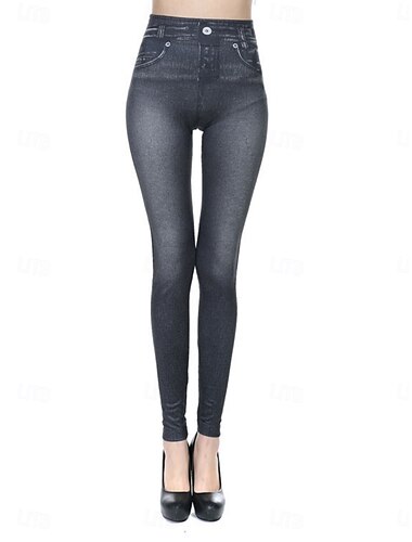 Per donna Leggings Attivo Vacanza Essenziale Lunghezza intera Vita Alta Tinta unica Stampato Traspirabilità Morbido Confortevole Elasticizzato Nero Blu Grigio Primavera Autunno Aderente