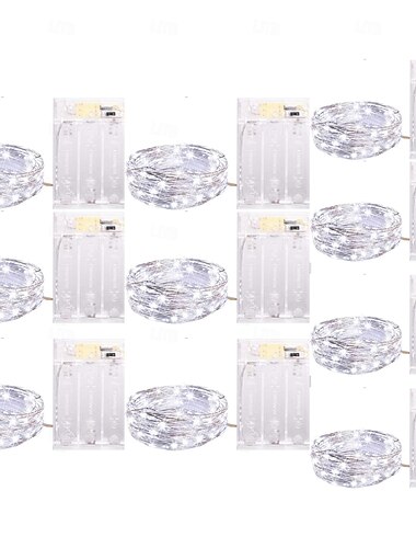  10 قطع 5 متر/16.4 قدم 50 ليد حبات أضواء سلسلة الجنية هالوين عيد الميلاد الزفاف عيد الحب حزب داخلي وخارجي جو الديكور ضوء سلسلة بطارية aaa صندوق مؤقت وظيفة