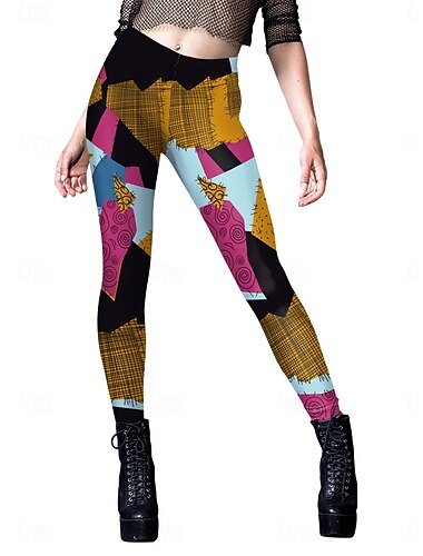  女性用 タイツ レギンス 擦れ防止ショーツ パンク カジュアル 全長 ハイウエストPantsHalloween グラフィック プリント ハイカット 履き心地よい 高通気性 高弾性 日常 祝日 祭り ブラック ロイヤルブルー ブルー パープル 夏 春 秋 レギュラー