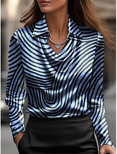  Dame Skjorte Klær Dressy Topper Formell Arbeidsskjorte Geometrisk Elegant Stilfull Casual Langermet Cape Krage Vanlige Topper Jobb Daglig Halvformell Drapert Gul Rød Blå Lilla Khaki Sommer Høst Vinter