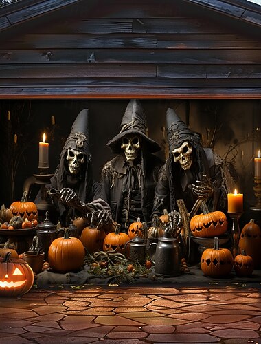  Halloween tapiz Cubierta de puerta de garaje Gran colgante Calabaza Bruja Gótico punk oscuro Fiesta Al Aire Libre Fondos de disparos Puerta de Entrada Fondo de puerta de pared con decoraciones