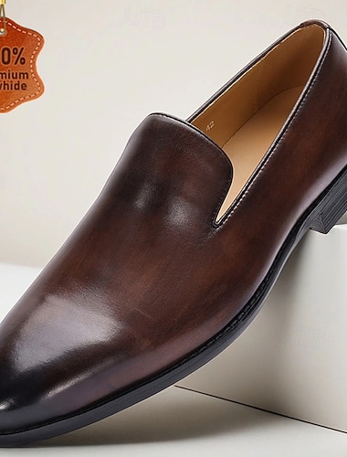  Brune slip-on-loafers i skinn for menn – komfortable, casual forretningssko til kontor, fester og hverdagsbruk
