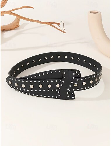  Halloween punk riem met klinknagels voor dames - zwarte imitatieleren tailleriem met studs voor gothic feesten, cosplay en nachtleven outfits