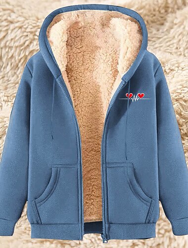  Per uomo Felpa con cappuccio a zip intera Felpa con cappuccio e zip Giacca in Pile Felpa con cappuccio in pile Aalbicocca Nero Vino Rosso Blu Con Cappuccio Cuore Semplice Stampe Grafiche Cerniera