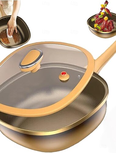  12インチのチタン合金ノンスティックポット、蓋付きチタンノンスティックフライパン、卵焼き、炒め物、煮込み、蒸し煮、その他の調理に