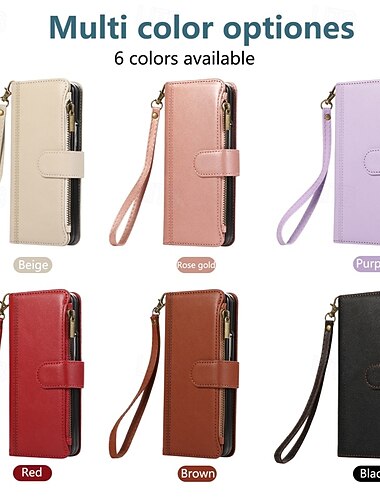  puhelin Etui Käyttötarkoitus Samsung Galaxy Z-taitto 7 Z Taita 6 Z Fold 5 Z Fold 4 Takakuori Vetoketju Lanyardin kanssa Tukijalka Retro TPU PU-nahka