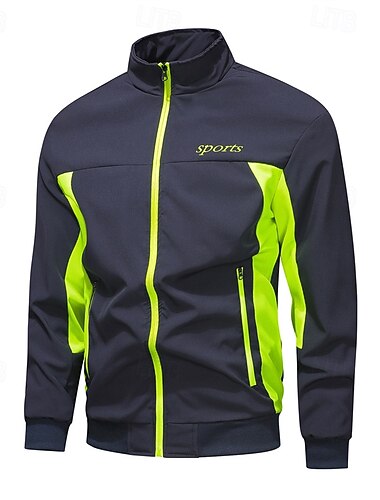  Homme Veste d'Extérieur Coupe-vent Veste de Randonnée Vacances Quotidien Respirant Avec Poches Épissure Printemps Automne Bloc de Couleur Mode Classique Col montant Régulier Noir Gris Claire Vert