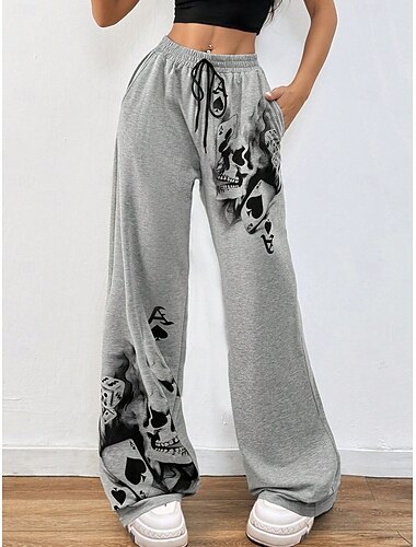  Gothique Pantalon Jogging Crâne Squelette Déguisement Femmes Halloween Carnaval Décontracté Quotidien Adulte Pantalon