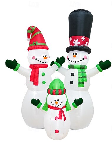  Famiglia di pupazzi di neve gonfiabili con Babbo Natale a LED, 250 cm, decorazione da giardino
