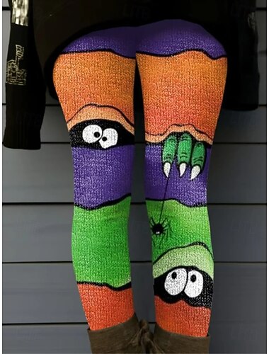  女性用 レギンス 旅行度假风 ヴィンテージ ファッション 全長 ハイウエストPantsHalloween グラフィック スカル プリント ソフト 高通気性 伸縮性あり アウトドア バケーション ストリート 暗灰色 ライトブラウン オレンジ ライトグレー 夏 春 秋 冬 スリムフィット