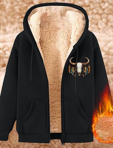  Per uomo Felpa con cappuccio a zip intera Felpa con cappuccio e zip Giacca in Pile Felpa con cappuccio in pile Nero Vino Blu Marrone Verde Con Cappuccio Mucca Semplice Stampe Grafiche Cerniera Tasca