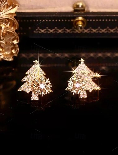 Pendientes de árbol de Navidad giratorios, elegantes pendientes de circonita para mujer, joyería de moda coreana, elegantes accesorios para las orejas para las fiestas, regalo único y versátil para el   Pendientes de árbol de Navidad giratorios, elegantes pendientes de circonita para mujer, joyería de moda coreana, elegantes accesorios para las orejas para las fiestas, regalo único y versátil para el