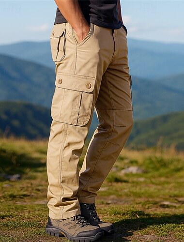  Homens Calças de Combate Calça Cargo Calças de Trilha Ao ar livre Normal Prova-de-Água A Prova de Vento Calças Bolsos Amarelo do exército Preto Algodão Acampar e Caminhar Caça Corrida S M L XL XXL