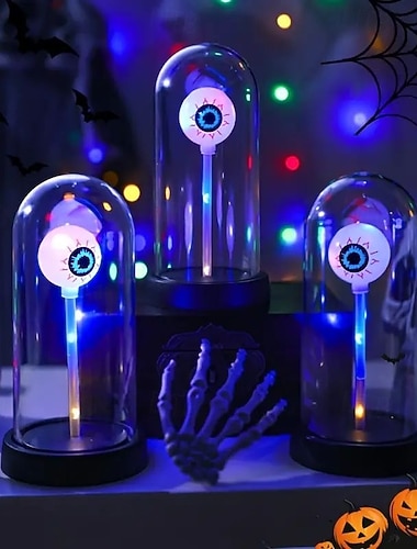  LED halloweenská dekorace na baterie, párty světla, hororové světelné oční bulvy a slavnostní atmosféra pro vnitřní a venkovní použití, halloweenské domácí ozdoby na noční stolek do obývacího pokoje
