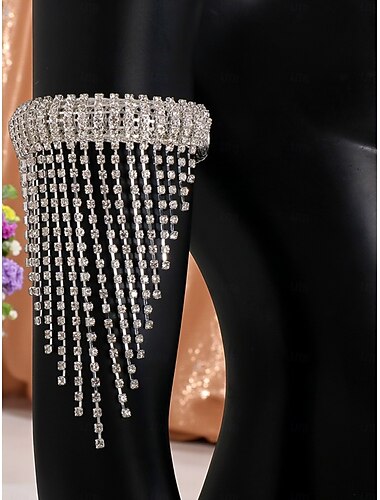  Zilveren armband met strass-steentjes voor dames, sprankelende statement sieraden voor feesten en speciale gelegenheden