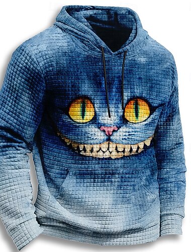  Halloween Voor heren Kat Pompoen Trui met capuchon Sweatshirt Gotisch Lange mouw Strakke ronde hals Feest Lahja Streetwear blauw Paars Oranje Trekkoord Herfst Winter Ontwerper S M L XL XXL XXXL