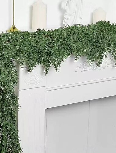  Julekrans med sedertre-furunåler 2 meter – festlig hjemmetrapp og veggdekorasjon