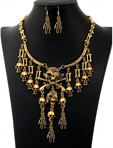 Set di collane da donna con teschio e scheletro di Halloween - delicato ciondolo con teschio e ossa - perfetto per feste e costumi di Halloween
