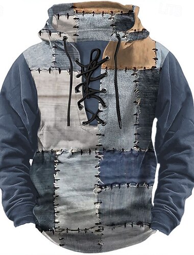 Per uomo Patchwork Felpe con cappuccio Moda Quotidiano Manica Lunga Con Cappuccio Nero Blu Coulisse Autunno Inverno progettista