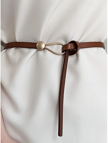  Skinny PU-leren wikkelriem voor dames - verstelbare tailleband met gouden ring en bolgesp, minimalistische stijl voor jurken, blazers en jassen, perfect voor werk, een date night en een feestje