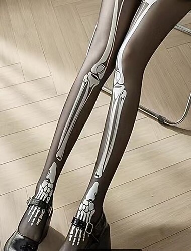 Medias de telaraña góticas punk para Halloween, pantimedias oscuras transparentes con estampado, medias de telaraña negras para mujer, medias de Halloween de moda recortables DIY