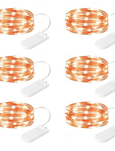  2M أضواء سلسلة 20 المصابيح 6PCS أبيض دافئ أبيض أحمر أضواء الأسلاك النحاسية اضواء العطلة عيد الرعب حزب عطلة بطاريات تعمل بالطاقة