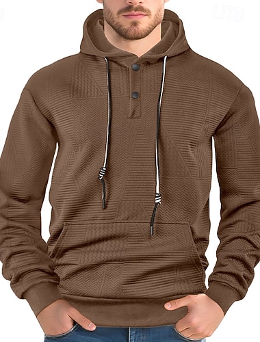  Herren Kapuzensweatshirt Pullover Kapuzensweatshirt Fleece Kapuzensweatshirt Hoodie mit Fleecefutter Schwarz Weiß Gelb Marineblau Kaffee Mit Kapuze Einfach Strukturiert Sport & Outdoor Lässig Täglich