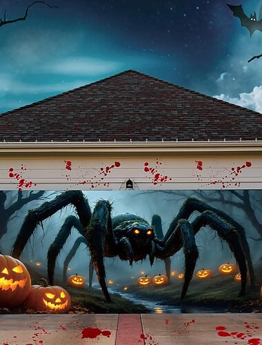  Halloween Garagentorabdeckung Großes Hängendes SPIDER 3D Fantasie Party Outdoor Hintergründe aufnehmen Yard Spukhaus Dekorationen Wand Tür Hintergrund