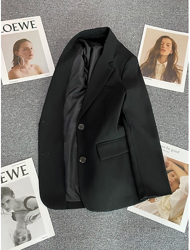  Per donna Blazer Confortevole Traspirante Tasca Casual Semplice Ufficio Streetwear Casuale Abbigliamento quotidiano Monopetto Regolare Collo ripiegato Vestibilità regolare Manica Lunga Capispalla